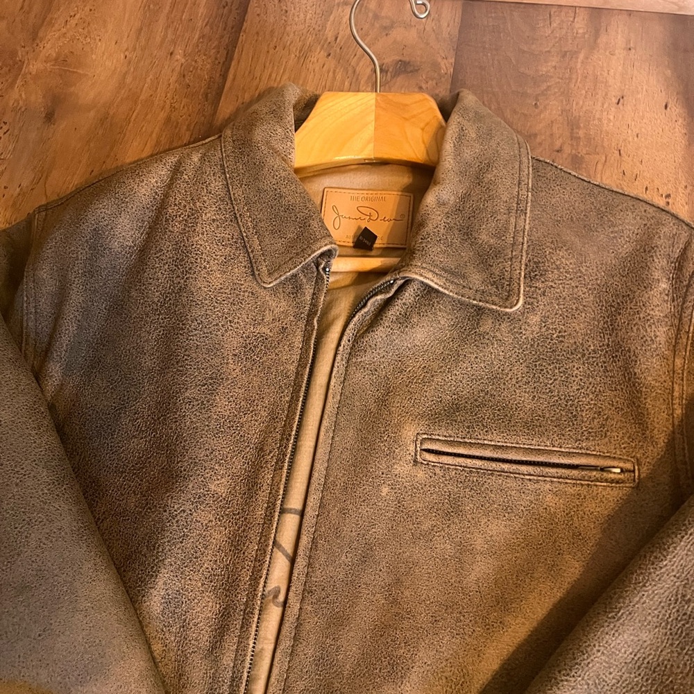 Brown Bomber Jacket with Vintage Leather Look